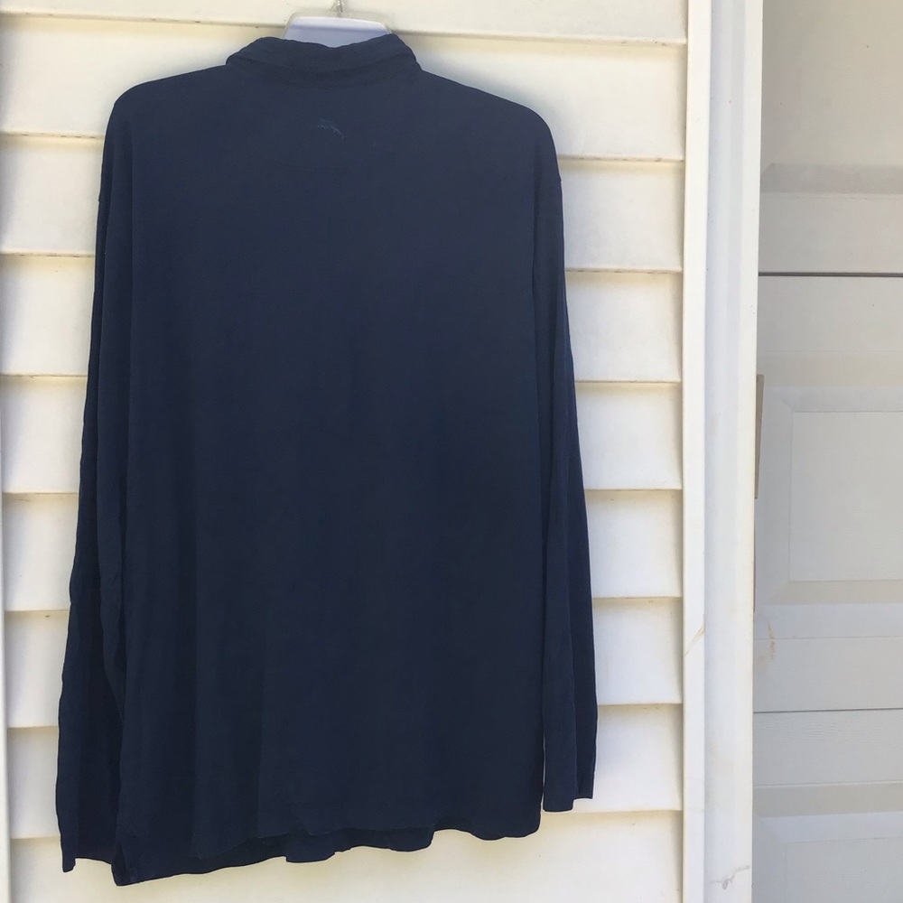Tommy Bahama Shirt Mens Sz XL Navy Solid Polo Long Sleeve Pima Cotton Blend - Picture 4 of 16